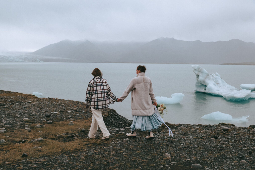 iceland elopement with iceberg backdrops