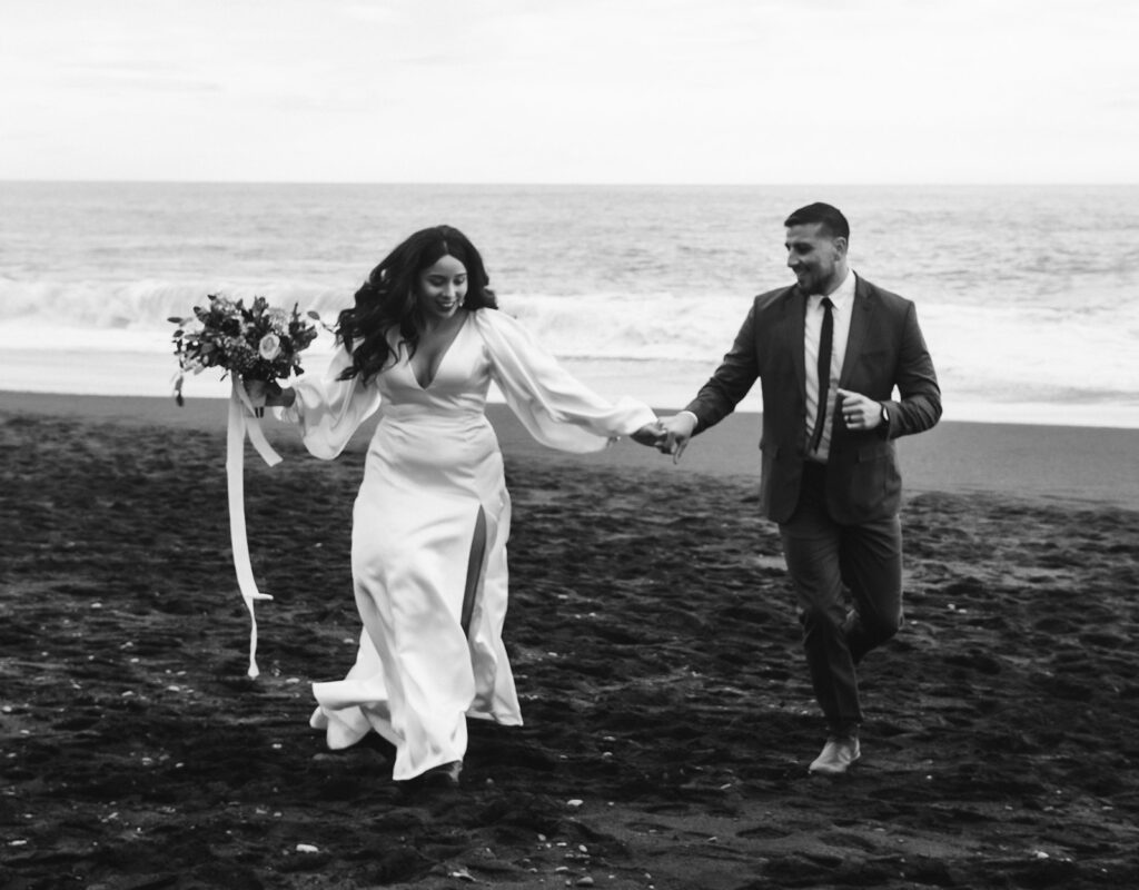 black salt beach elopement in iceland