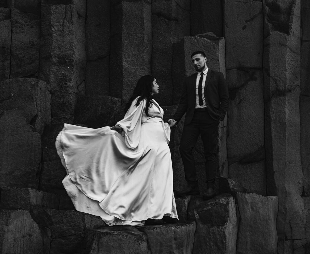 dramatic elopement couple photo in iceland