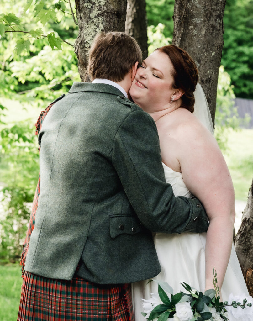 candid joyful elopement couple at their vermont elopement location