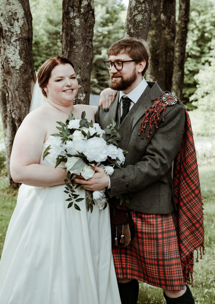 a moody Maine elopement couple