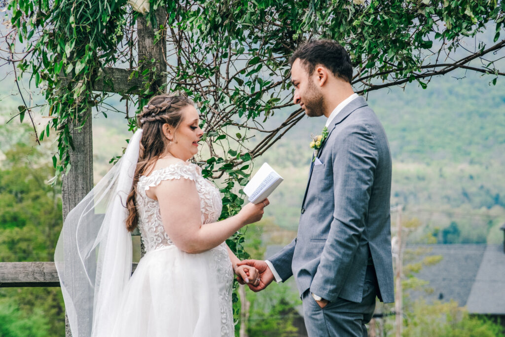 elopement couple exchanging private vows